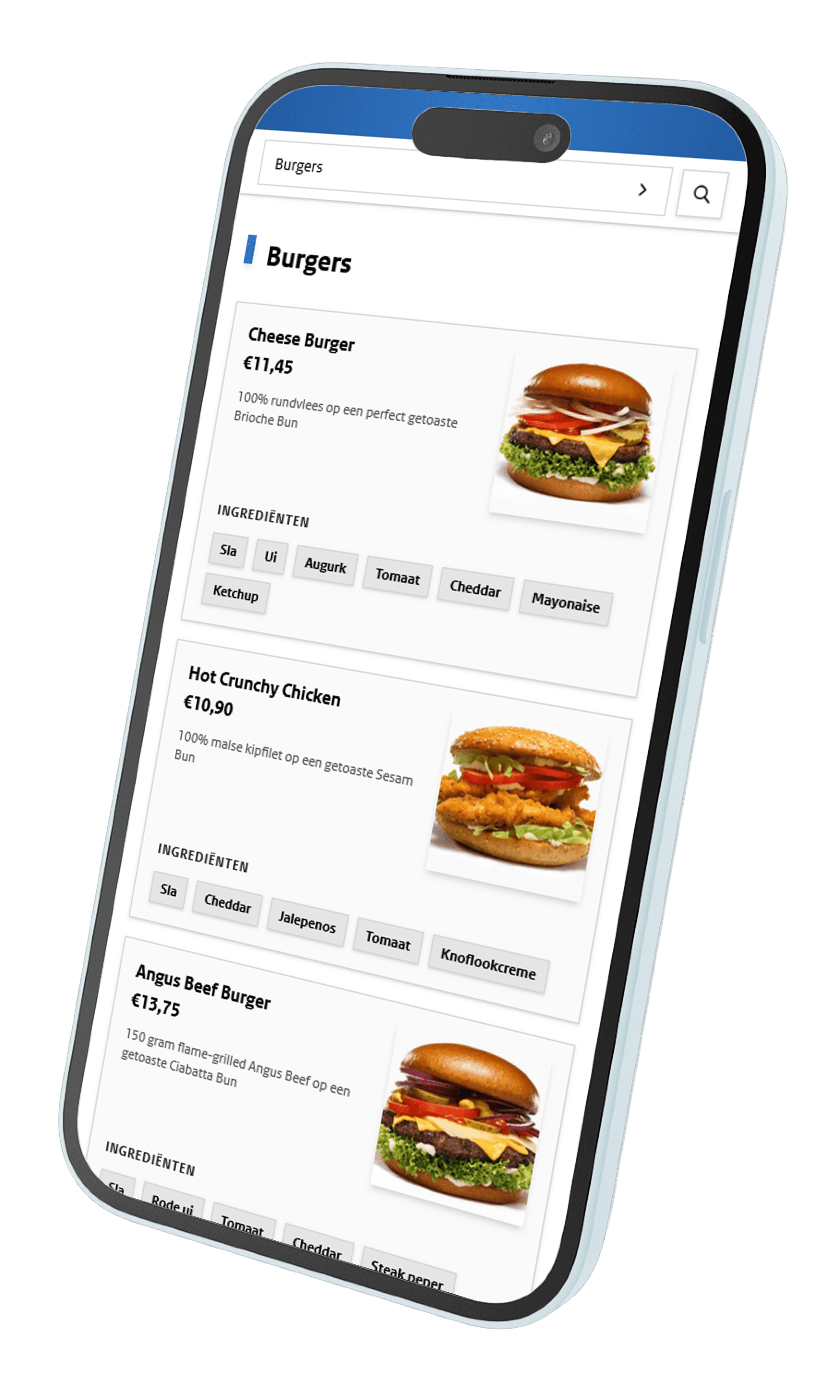 Digitaal Menu op iPhone